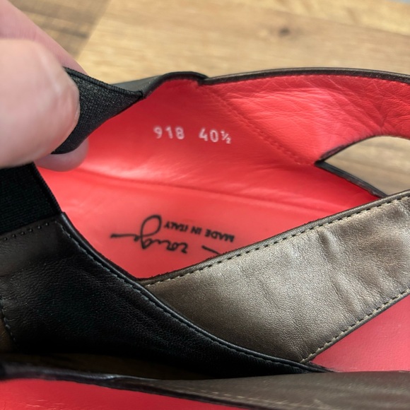 Pas de Rouge Silvia Peep Toe Low Wedge Leather Shoes Women's - Picture 8 of 12